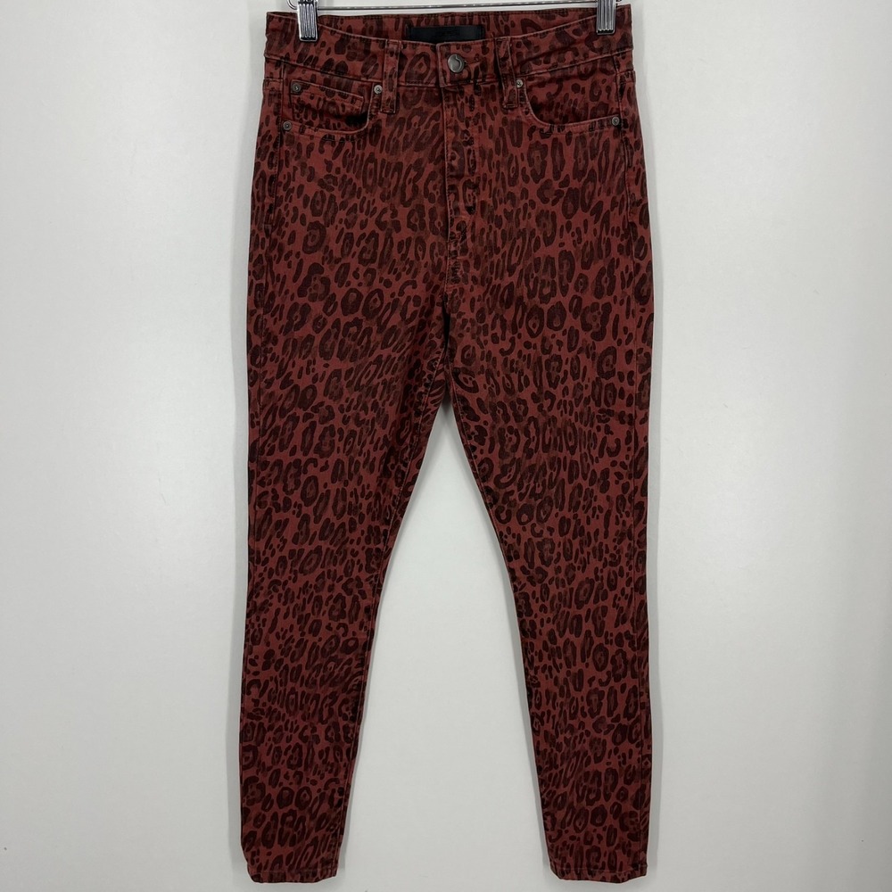 Joe's Jeans Women's Size 26‎ Red The Charlie High Rise Skinny Ankle Animal Print